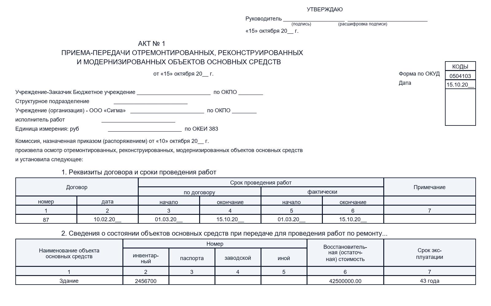 Учет операций в области ремонта зданий