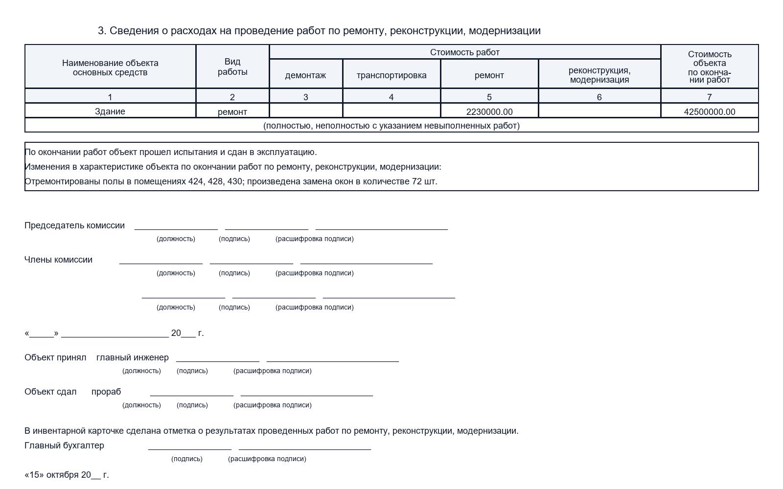 Учет операций в области ремонта зданий
