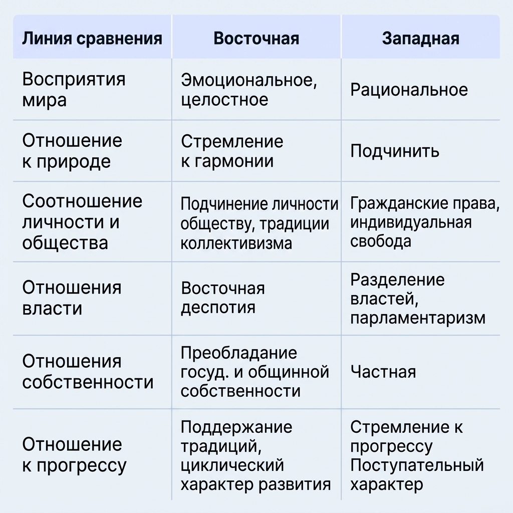 Сравнение Восточной и Западной культуры