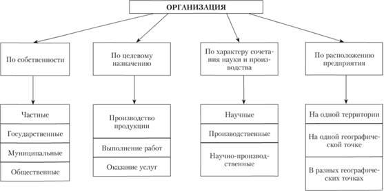 Основные классификации организаций